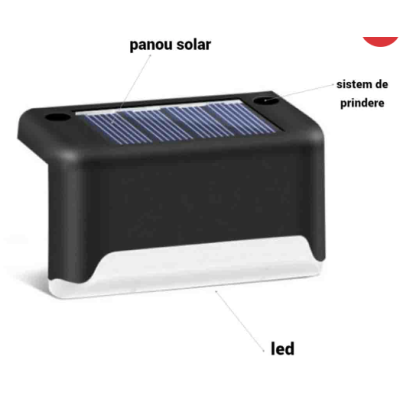 Set 4 lampi solare pentru trepte cu lumina calda