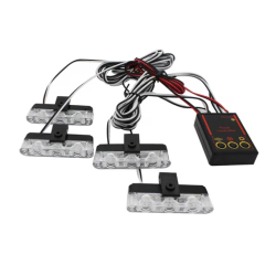 Set 4 lumini de averizare LED 36W cu stroboscop rosu / albastru