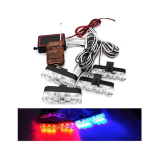 Set 4 lumini de averizare LED 36W cu stroboscop rosu / albastru
