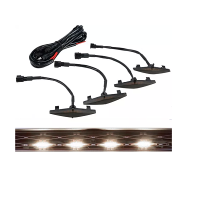 Set 4 lumini de zi si gabarit F3 pentru auto sau autocamioane montaj pe grila 12V/24V