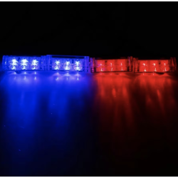 Set 4 lumini LED de avertizare rosu albastru pentru grila functii stroboscop 36W 12V