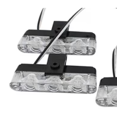 Set 4 lumini LED de avertizare rosu albastru pentru grila functii stroboscop 36W 12V