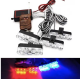 Set 4 lumini LED de avertizare rosu albastru pentru grila functii stroboscop 36W 12V
