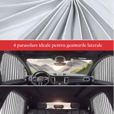 Set 4 parasolare retractabile auto geamuri laterale fata-spate GRI