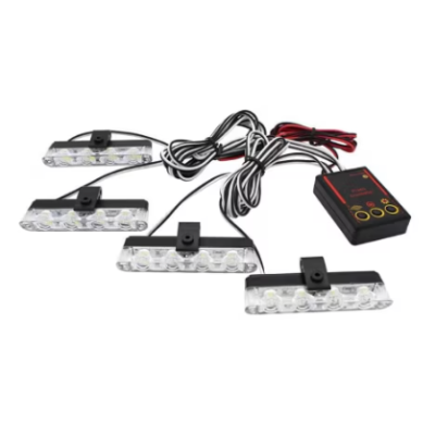 Set 4 stroboscoape pentru grila cu 4 leduri lumina galbena telecomana