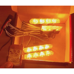 Set 4 stroboscoape pentru grila cu 4 leduri lumina galbena telecomana