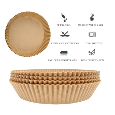 Set 50 hartii de copt ROTUNDE pentru friteuza Unica folosinta 16x20x4.5 cm Maro