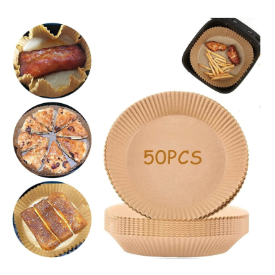 Set 50 hartii de copt ROTUNDE pentru friteuza Unica folosinta 16x20x4.5 cm Maro