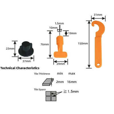 Set 50 tije refolosibile 1.5 mm sistem nivelare gresiei/faianta sau placi ceramice