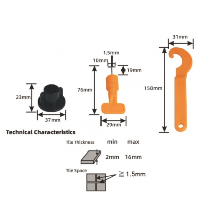 Set 50 tije refolosibile 1.5 mm sistem nivelare gresieifaianta sau placi ceramice