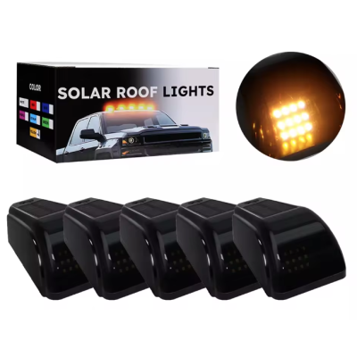 Set 5 Lampi Auto LED pentru plafon auto incarcare SOLARA Culoare Galbena exterior