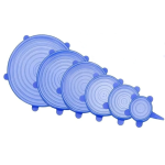 Set 6 capace pentru alimente flexibile din silicon transparent albastru