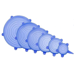 Set 6 capace pentru alimente flexibile din silicon transparent albastru