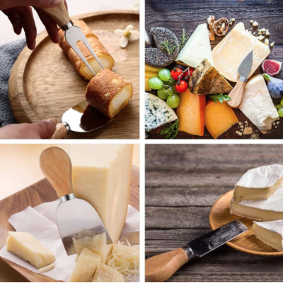 Set 6 cutite pentru branzeturi cu maner de lemn