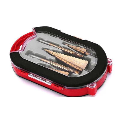 Set 6 de burghie cu pas HSS titan 3 marimi de burghie in trepte si 3 marimi de burghie cu rasucire