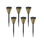 Set 6 lampi solare decorative pentru gradina alb cald model triunghi