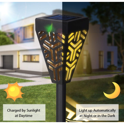 Set 6 lampi solare decorative pentru gradina alb cald model triunghi