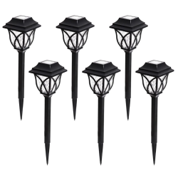 Set 6 lampi solare pentru gradina tip felinar negre