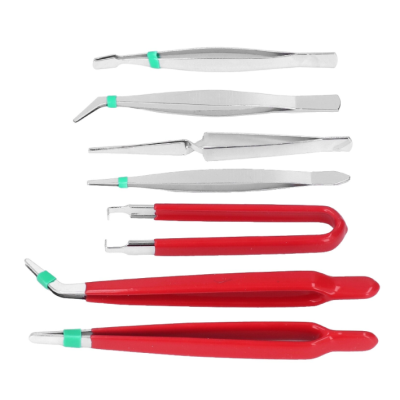 Set 7 Pensete Antistatic Diverse forme Rosu + Argintiu