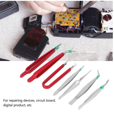 Set 7 Pensete Antistatic Diverse forme Rosu + Argintiu