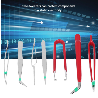 Set 7 Pensete Antistatic Diverse forme Rosu + Argintiu