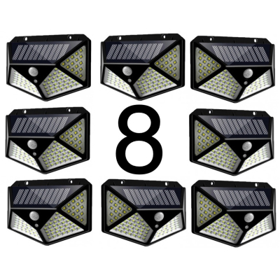 Set 8 Lampi ULTRA 100 LED Solare cu senzor de miscare si lumina 3 moduri ILUMINARE