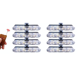 Set 8 lumini stroboscop galbene 4 LED grila telecomanda 7 functii 12V