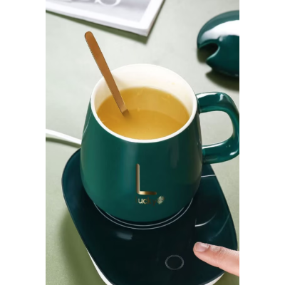 Set cana ceramica baza incalzitor cu inductie incarcare USB suport cu incalzire smart VERDE