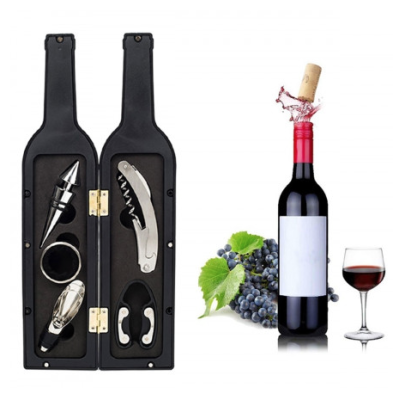 Set cadou in forma de STICLA cu  5 accesorii pentru vin cu 6 piese 32 cm HS