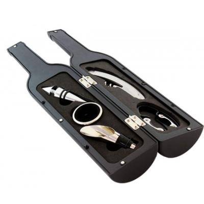 Set cadou in forma de STICLA cu  5 accesorii pentru vin cu 6 piese 32 cm HS