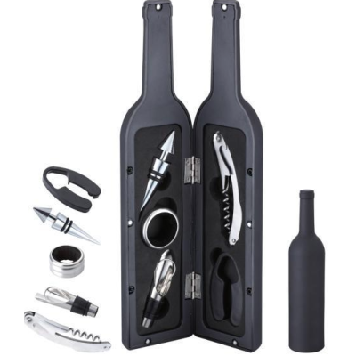 Set cadou in forma de STICLA cu  5 accesorii pentru vin cu 6 piese 32 cm LY