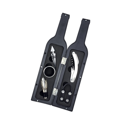 Set cadou in forma de STICLA cu  5 accesorii pentru vin cu 6 piese 32 cm LY