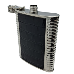 Set Cadou Plosca cu 4 Pahare si palnie model NEGRU cu ARGINTIU