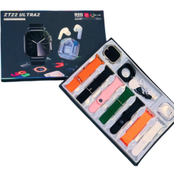 Set Cadou Smartwatch ZT22 Ultra2 cu 7 Bratari incarcator Wireless si Casti Bluetooth