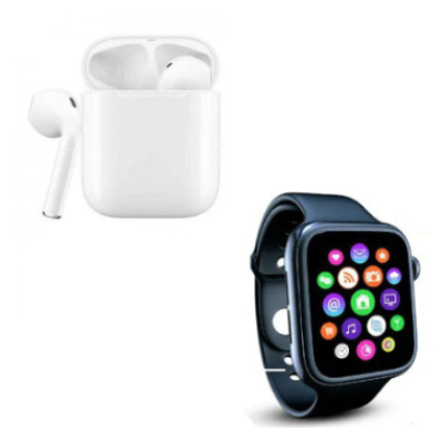 Set Ceas smartwatch inteligent si casti stereo wireless