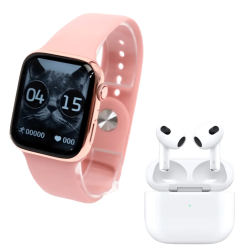 Set Ceas Smartwatch Inteligent si casti wireless FEMEI