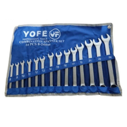 Set chei combinate fixe si inelare Yofe 14 piese  8 - 24 mm Set chei combinate fixe si inelare Yofe 14 piese  8 - 24 mm