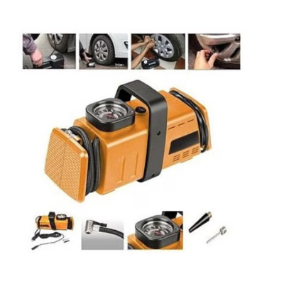 Set compresor ORANGE si 3 adaptoare pentru umflat mingi si saltele