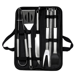 Set de 10 ustensile pentru gratar din Inox cu Husa de Depozitare