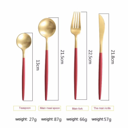 Set de 24 piese tacamuri in stil portughez- culoare rosu si auriu