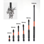 Set de 6 biti magnetici in cruce otel inoxidabil 25/50/65/70/90/150mm