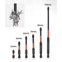 Set de 6 biti magnetici in cruce otel inoxidabil 25/50/65/70/90/150mm