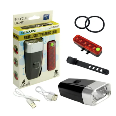 Set de lumini (fata-spate) QX-T0605 reincarcabile pentru bicicleta