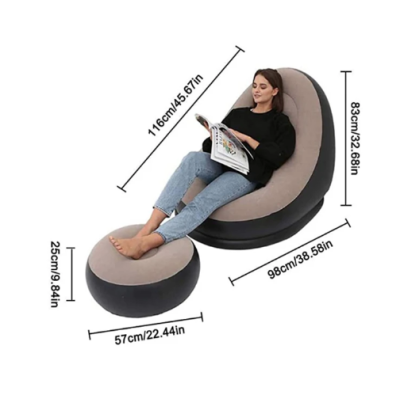 Set fotoliu gonflabil cu taburet suport picioare pentru exterior si interior