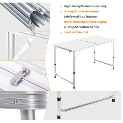 Set Masa plianta pentru camping gradina cu 4 scaune alb