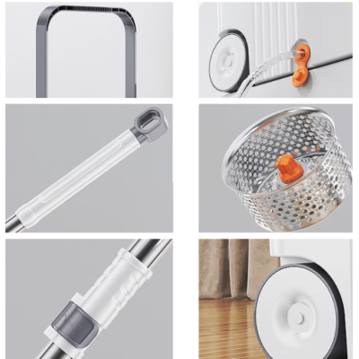 Set mop rotativ 360 grade cu galeata centrifuga din inox galeata portabila sistem evacuare apa