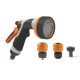 Set pistol irigat gradina 8 moduri VERDE + mufa rapida 1/2+3/4+ 1 conector MX1003