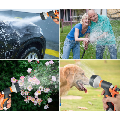 Set pistol irigat gradina 8 moduri VERDE + mufa rapida 1/2+3/4+ 1 conector MX1003