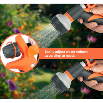 Set pistol irigat gradina 8 moduri VERDE + mufa rapida 1/2+3/4+ 1 conector MX1003