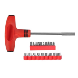 Set surubelnita tip T cu 21 de piese 11 capete surubelnita si 9 capete chei hexagonale